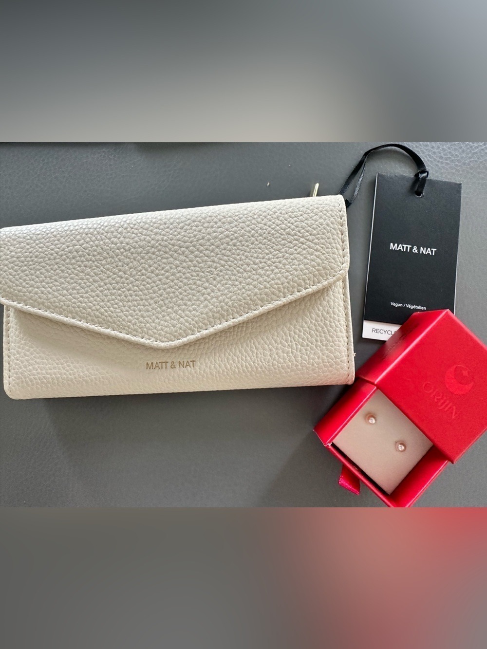 Jilly box Matt & Nat Vegan Leather Wallet and Orijin earrings